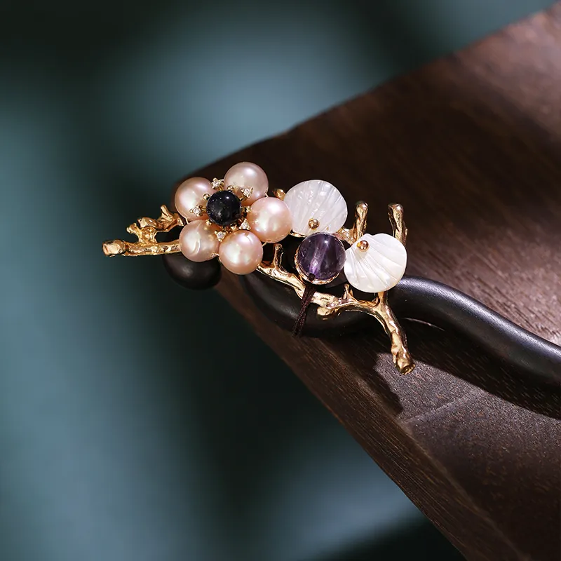 CHIMERA Ebony Wood Rosewood Hairpin Headpiece Women's-3