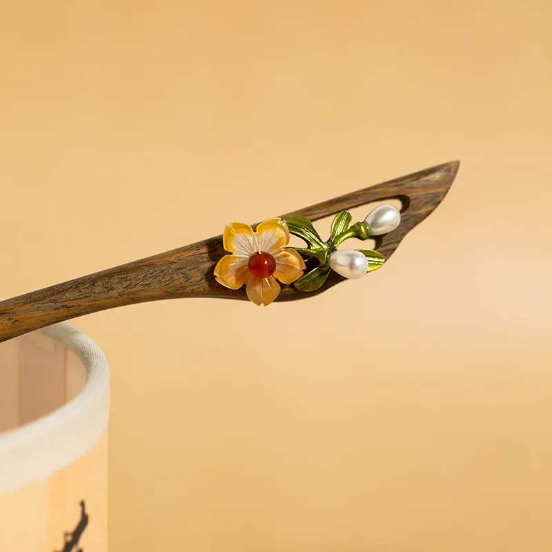 CHIMERA Green Sandalwood Hairpin And Comb Set Headpiece Women's-3