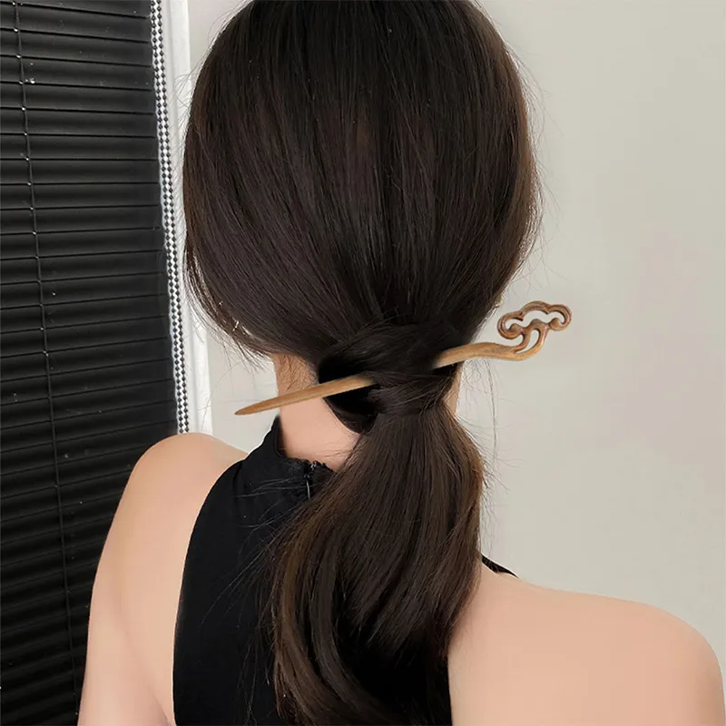 CHIMERA Green Sandalwood Wood Hairpin And Comb Set Headpiece Women's-5