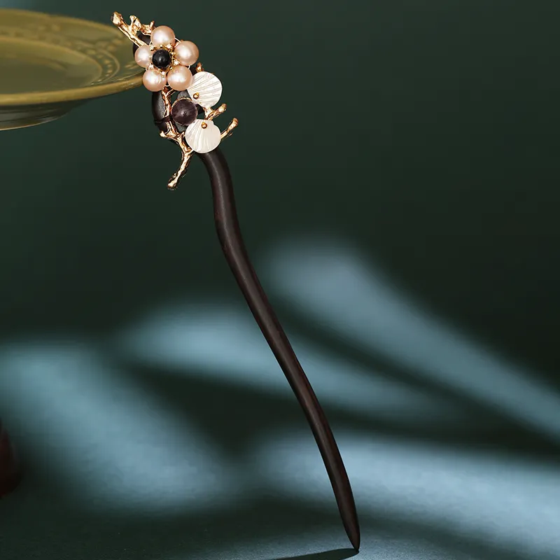 CHIMERA Ebony Wood Rosewood Hairpin Headpiece Women's-1