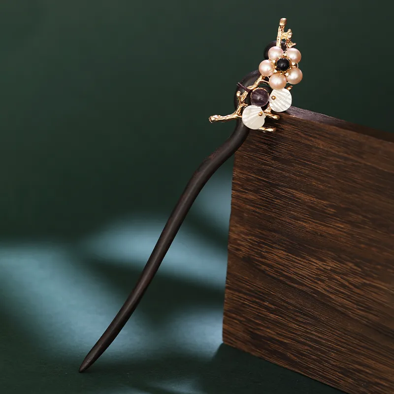 CHIMERA Ebony Wood Rosewood Hairpin Headpiece Women's-4