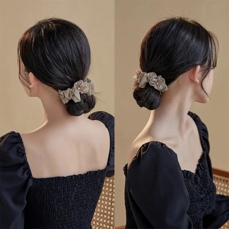 CHIMERA Fabric Beads Rubber Band Hair Tie Hair Accessory Headpiece Women's-4