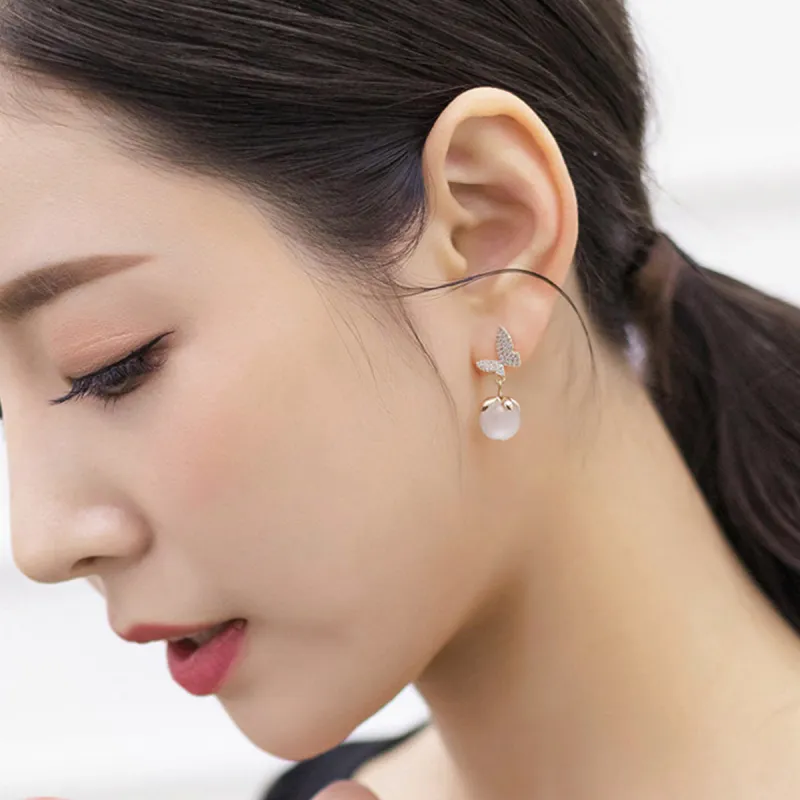 CHIMERA Glass Cat Eye Hoop Earrings Jewelry Accessories Women's-4