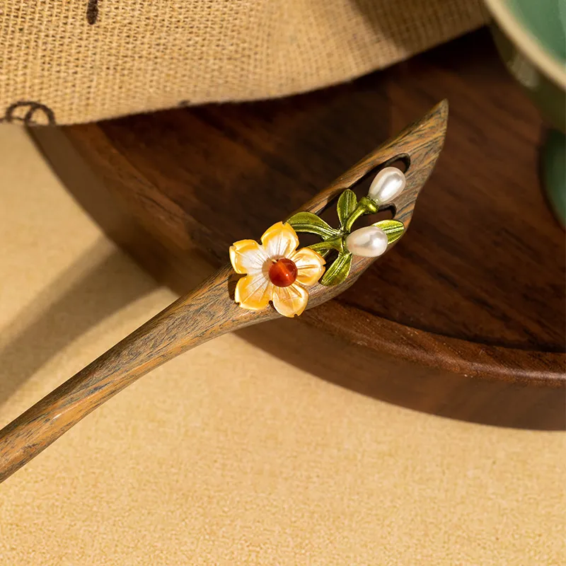 CHIMERA Green Sandalwood Hairpin And Comb Set Headpiece Women's-1