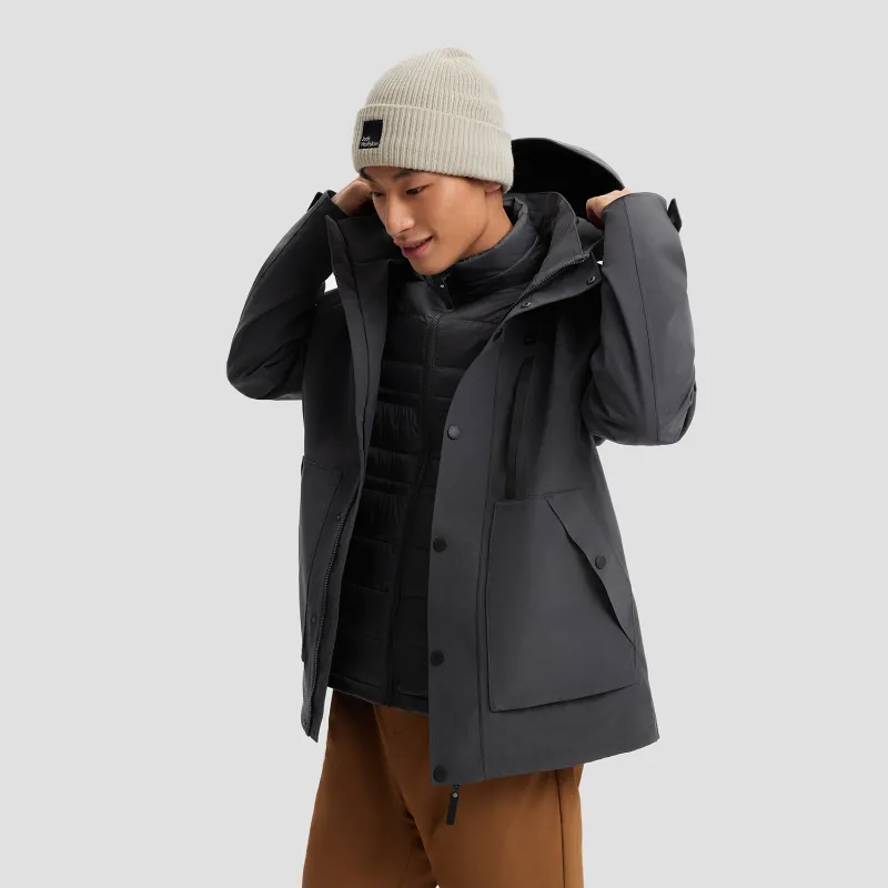 Jack Wolfskin Water Resistant Windproof Warm Water Repellent Windbreaker Jacket Men's Dark Gray-8