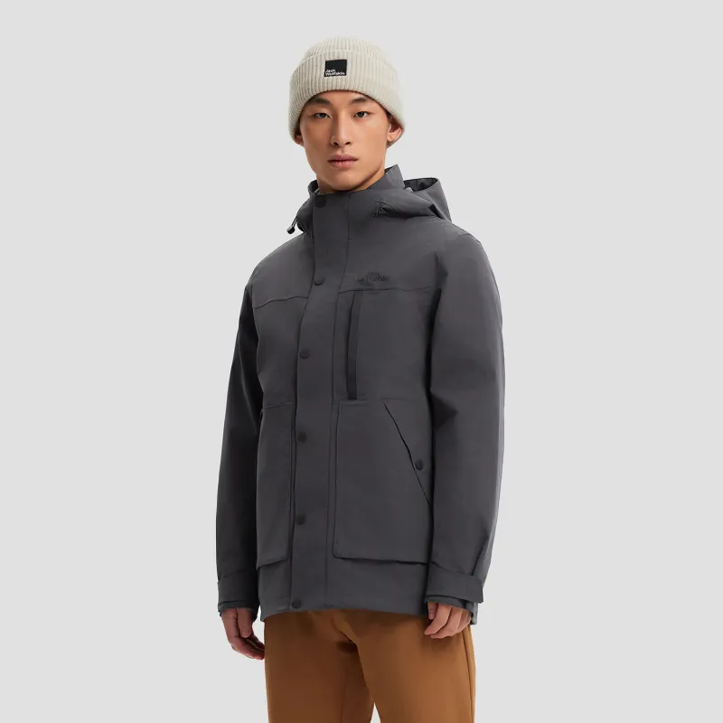 Jack Wolfskin Water Resistant Windproof Warm Water Repellent Windbreaker Jacket Men's Dark Gray-4