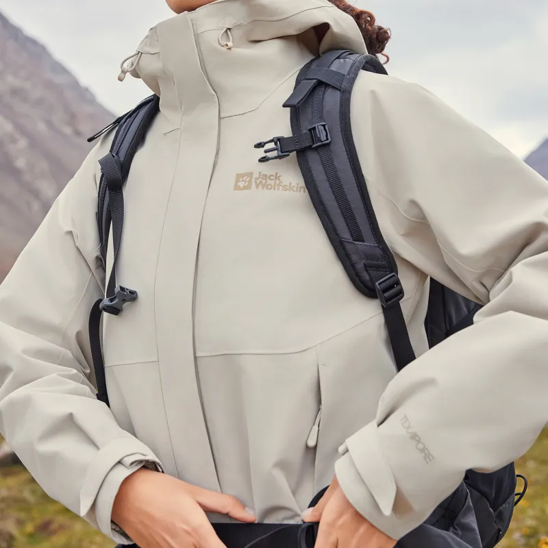 Jack Wolfskin Hiking Outdoor Hiking Water Resistant Windproof Water Repellent Warm 3 in 1 Windbreaker Jacket Women's-4