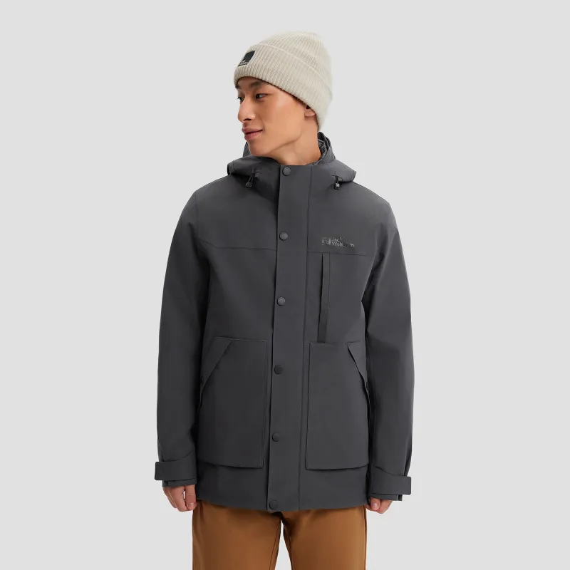Jack Wolfskin Water Resistant Windproof Warm Water Repellent Windbreaker Jacket Men's Dark Gray-6