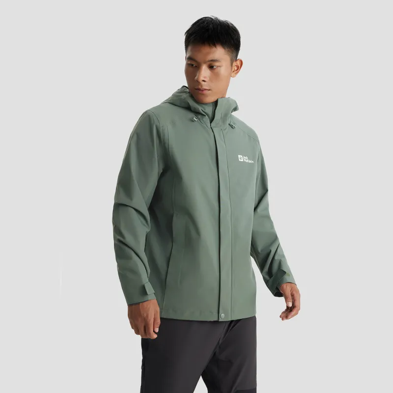 Jack Wolfskin Outdoor Hiking Waterproof And Windproof Windbreaker Jacket Men's-12