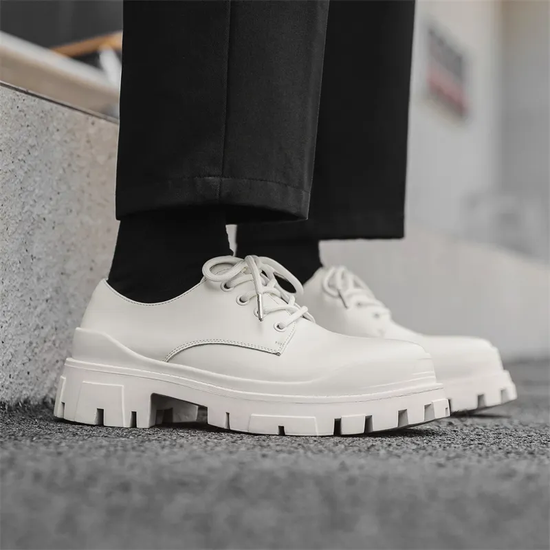 V05 Large Head Derby Shoes Platform Height Increasing Couple Leather Shoes British Advanced Feel Commute Casual Shoes-7