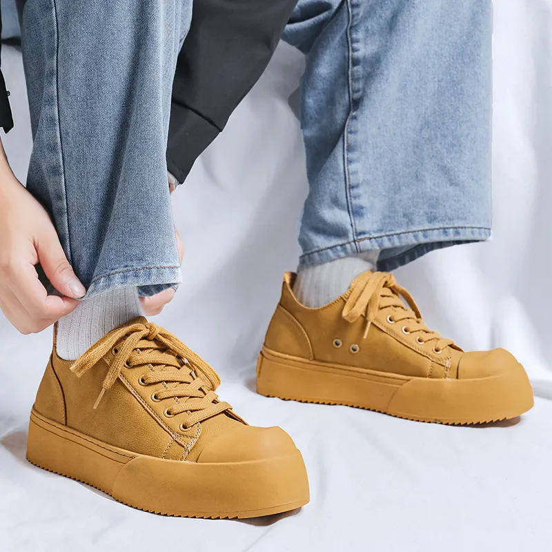 V05 Couple's Skateboard Shoes Preppy Style Trendy Versatile Casual Shoes Platform Height Increasing Low Top Shoes-2