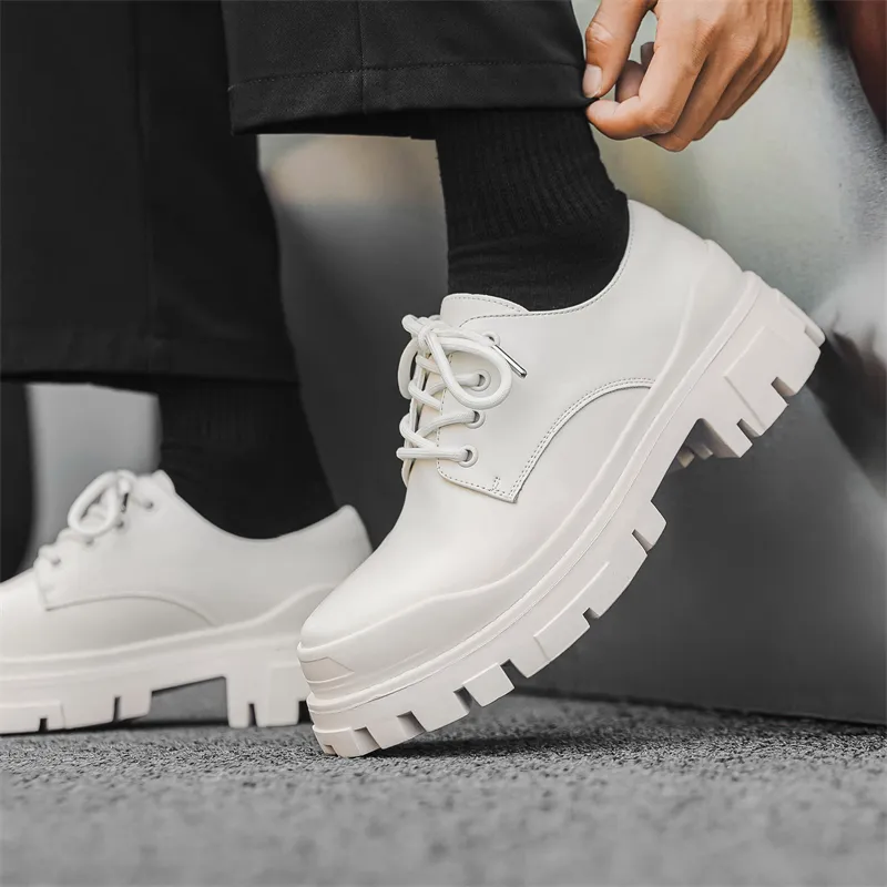 V05 Large Head Derby Shoes Platform Height Increasing Couple Leather Shoes British Advanced Feel Commute Casual Shoes-6
