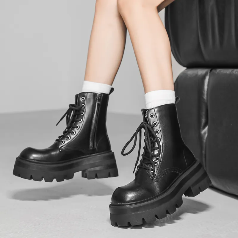V05 Paris Platform Derby Martin Boots, Unisex Ankle Boots, British Style Big Head Biker Boots, Western High Top Shoes-18