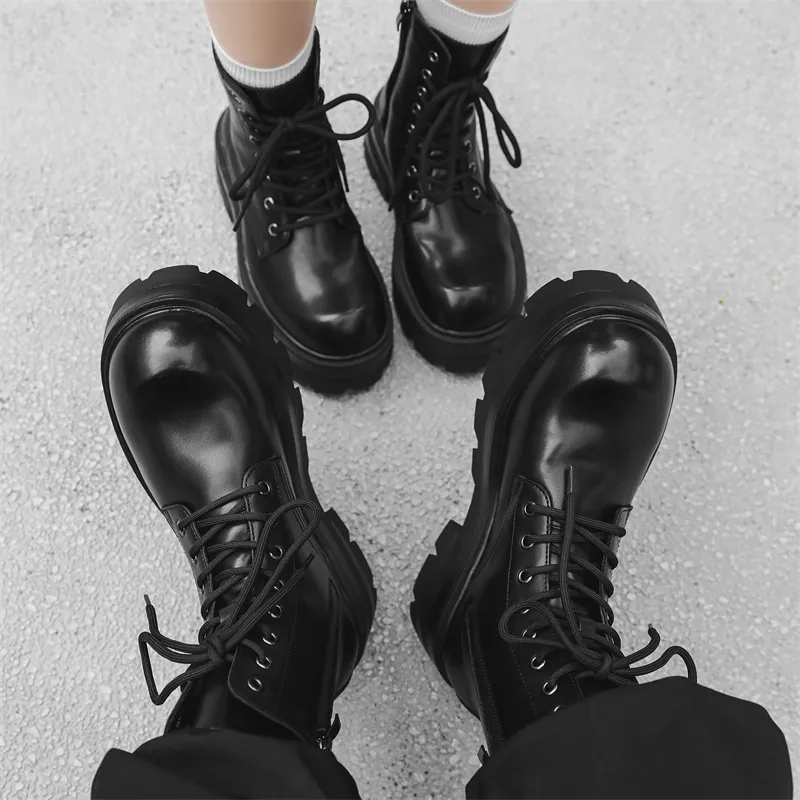 V05 Paris Platform Derby Martin Boots, Unisex Ankle Boots, British Style Big Head Biker Boots, Western High Top Shoes-14