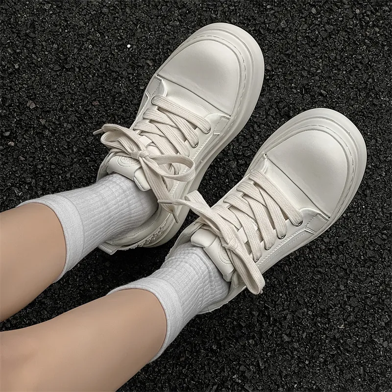 Active Trainee Exclusive Low Top Trendy Board Shoes Unisex Pure White Color-29
