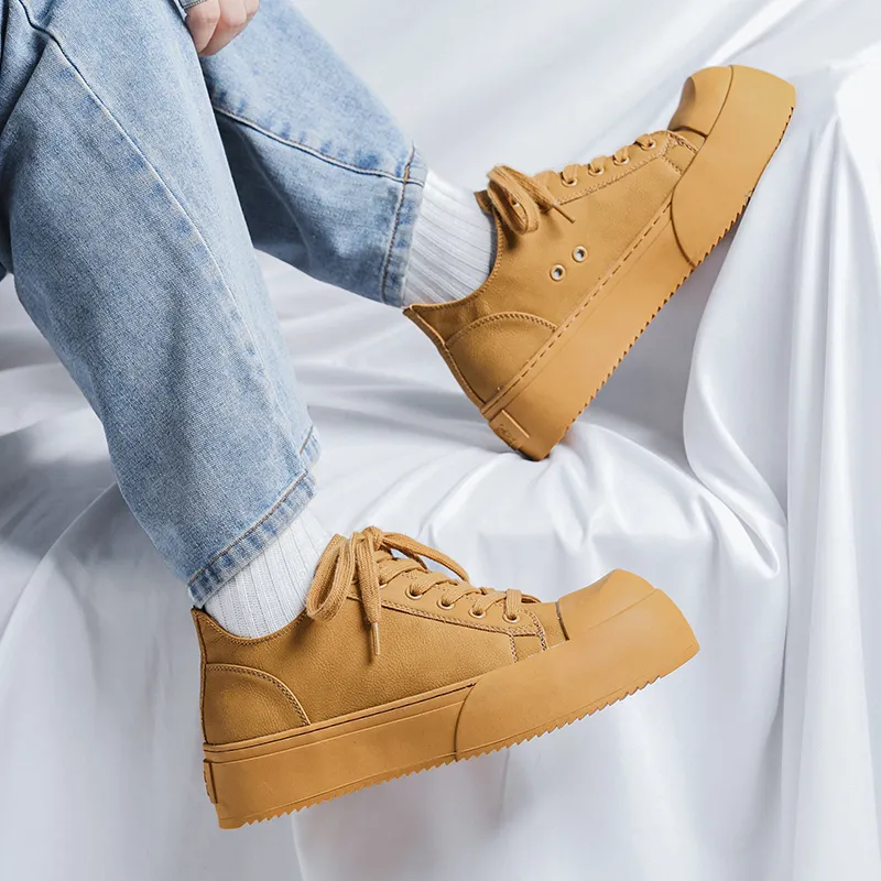 V05 Couple's Skateboard Shoes Preppy Style Trendy Versatile Casual Shoes Platform Height Increasing Low Top Shoes-3