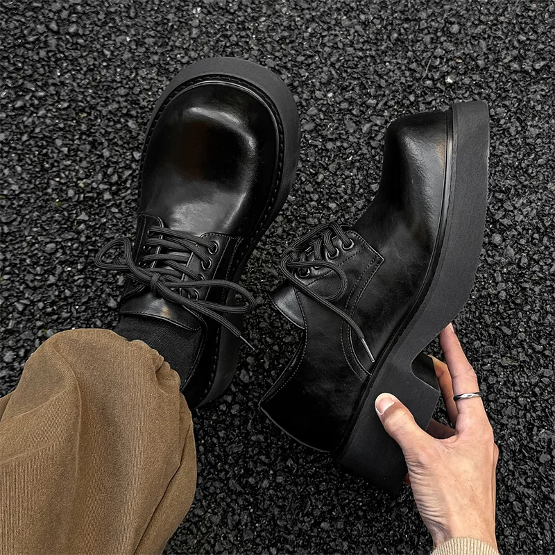 V05 Breathable Abrasion Resistant Height Increasing Low Top Casual Shoes Unisex Black-2