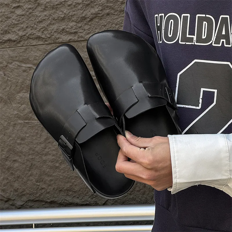 V05 Rubber Sole Slip Resistant Closed Toe Slippers Men's Black-2