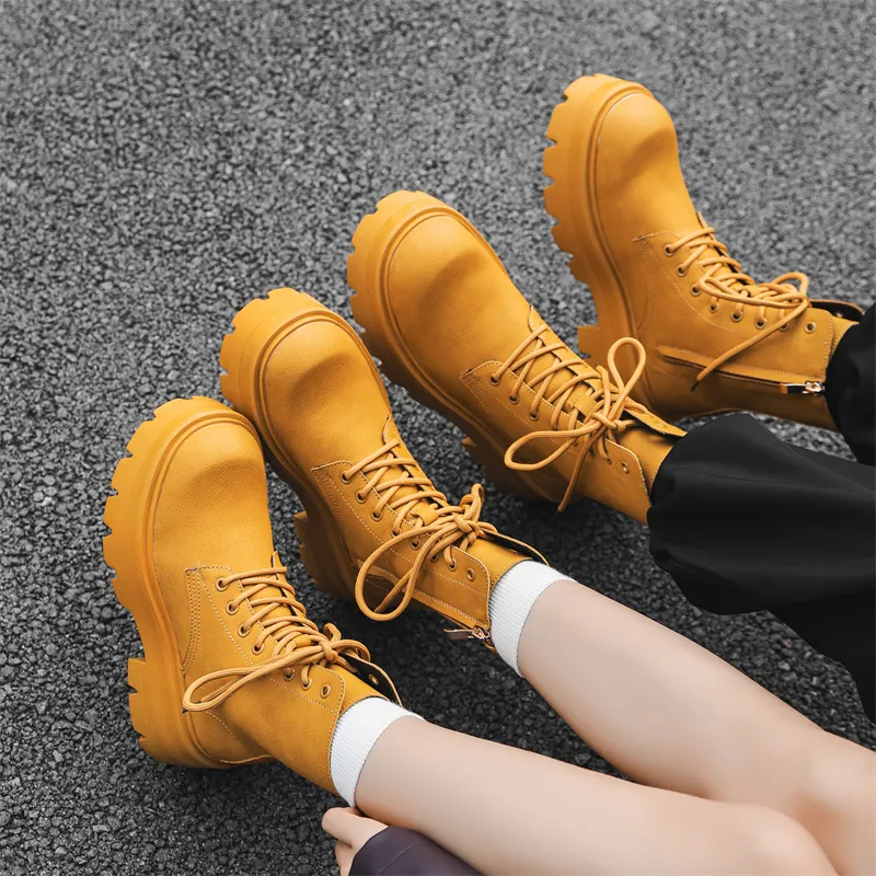 V05 Paris Platform Derby Martin Boots, Unisex Ankle Boots, British Style Big Head Biker Boots, Western High Top Shoes-29