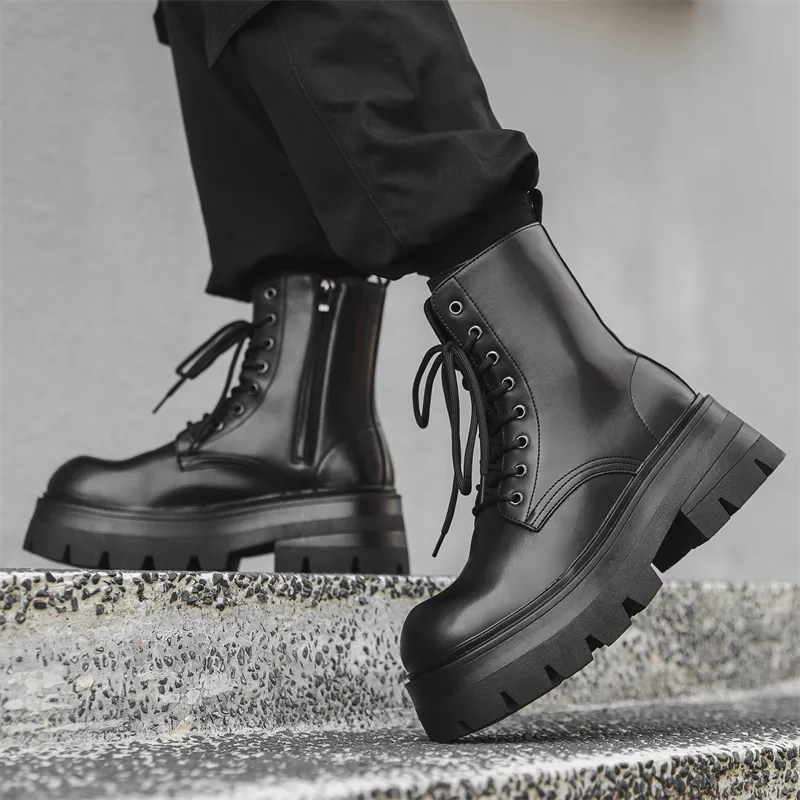 V05 Paris Platform Derby Martin Boots, Unisex Ankle Boots, British Style Big Head Biker Boots, Western High Top Shoes-2