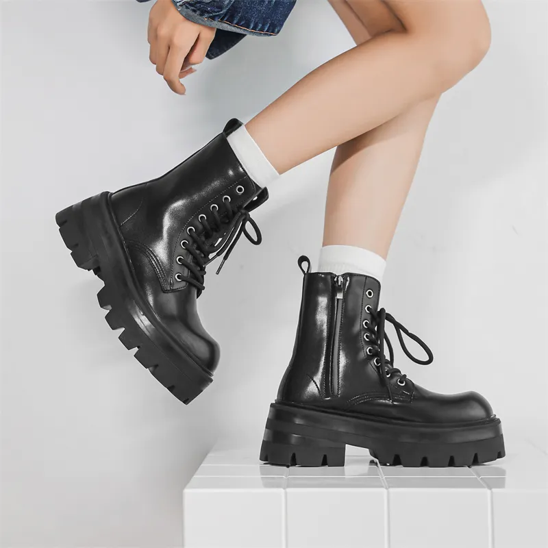 V05 Paris Platform Derby Martin Boots, Unisex Ankle Boots, British Style Big Head Biker Boots, Western High Top Shoes-17
