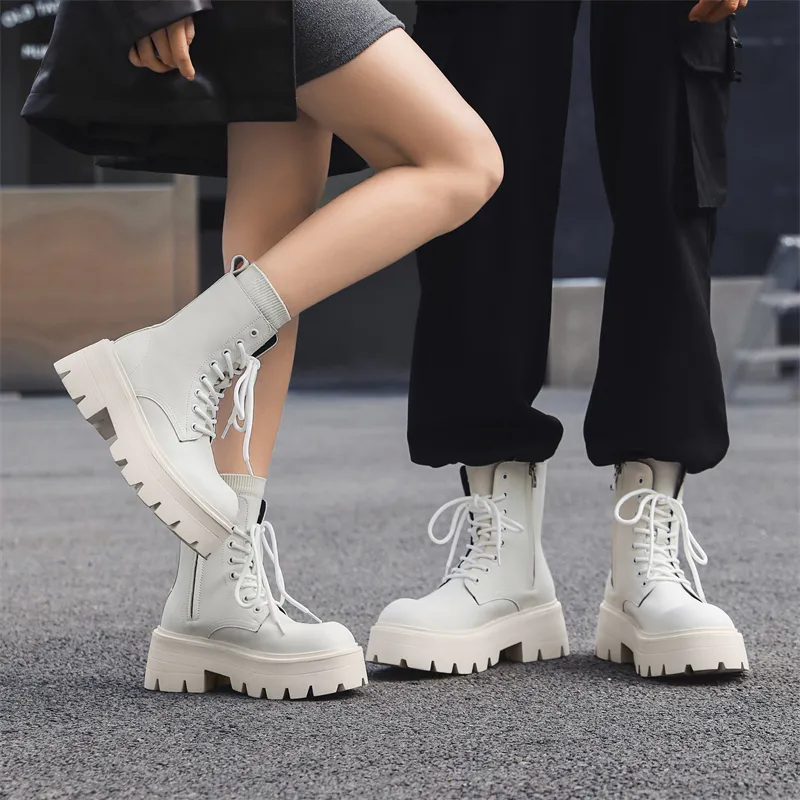 V05 Paris Platform Derby Martin Boots, Unisex Ankle Boots, British Style Big Head Biker Boots, Western High Top Shoes-22