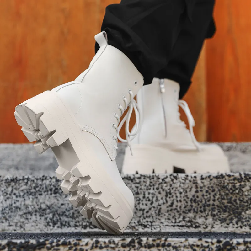 V05 Paris Platform Derby Martin Boots, Unisex Ankle Boots, British Style Big Head Biker Boots, Western High Top Shoes-8