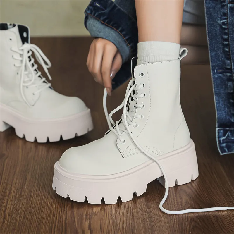 V05 Paris Platform Derby Martin Boots, Unisex Ankle Boots, British Style Big Head Biker Boots, Western High Top Shoes-25