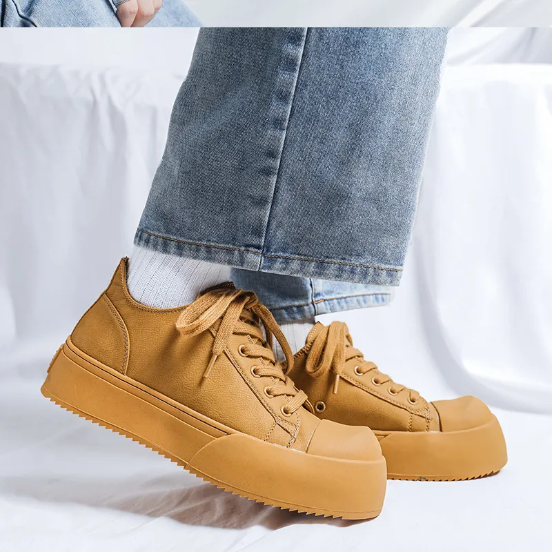 V05 Couple's Skateboard Shoes Preppy Style Trendy Versatile Casual Shoes Platform Height Increasing Low Top Shoes-4