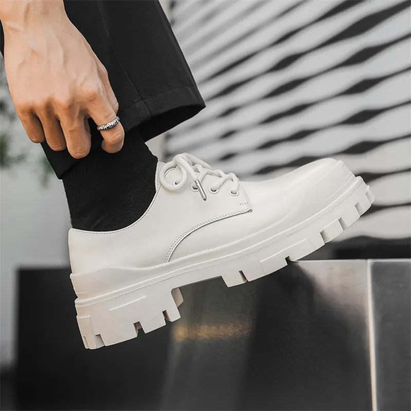 V05 Large Head Derby Shoes Platform Height Increasing Couple Leather Shoes British Advanced Feel Commute Casual Shoes-5