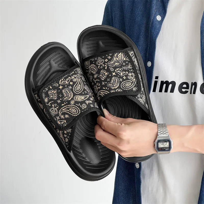V05 Rubber Sole Slip Resistant Cushioning Slide Slippers Men's Black-1