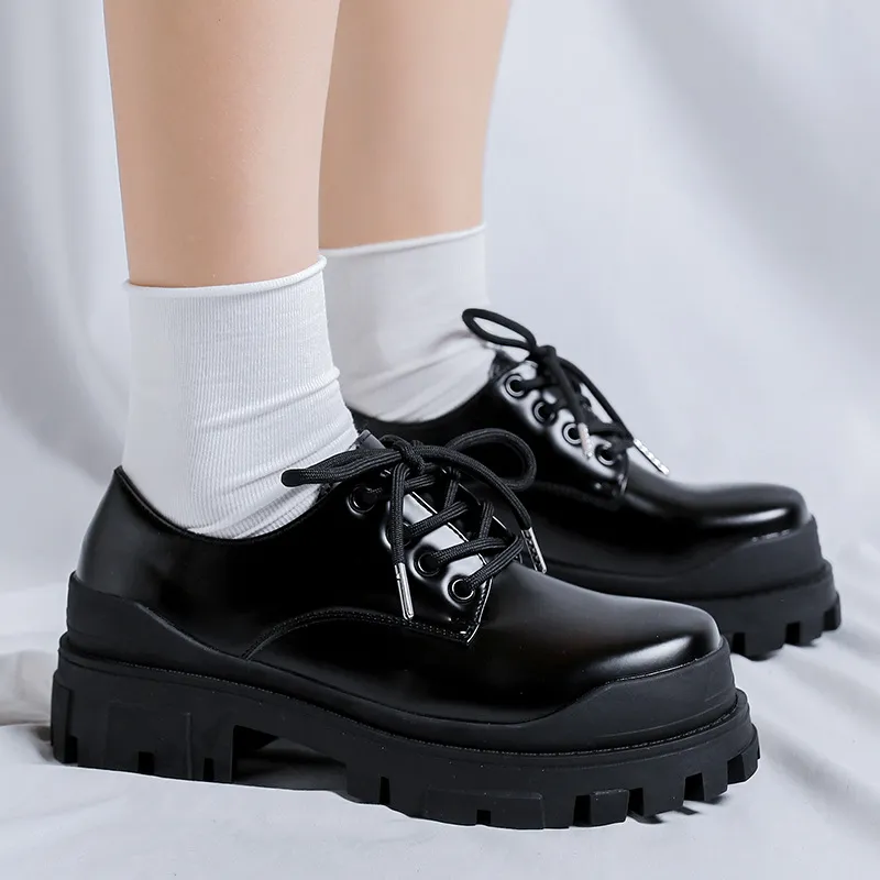 V05 Large Head Derby Shoes Platform Height Increasing Couple Leather Shoes British Advanced Feel Commute Casual Shoes-9