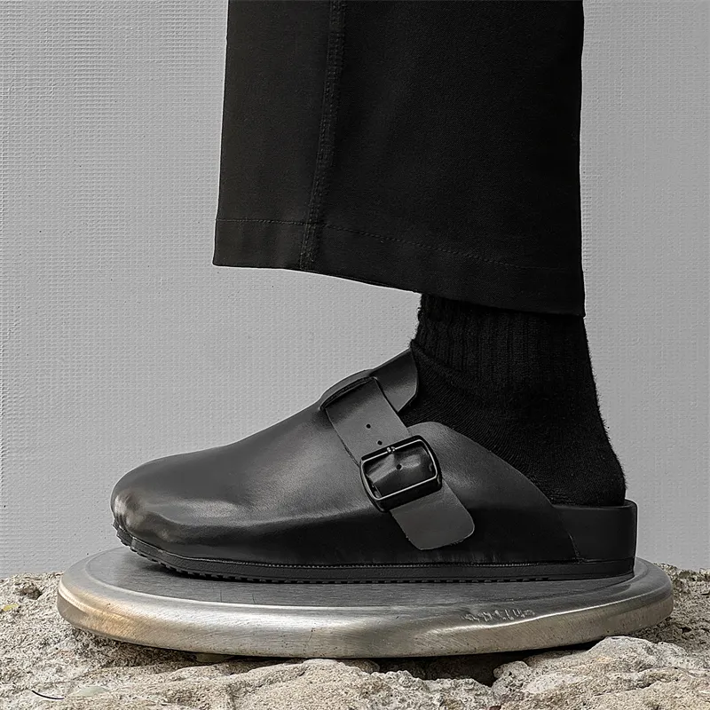 V05 Rubber Sole Slip Resistant Closed Toe Slippers Men's Black-4