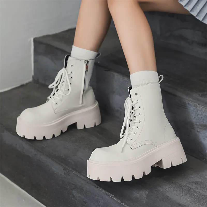V05 Paris Platform Derby Martin Boots, Unisex Ankle Boots, British Style Big Head Biker Boots, Western High Top Shoes-23