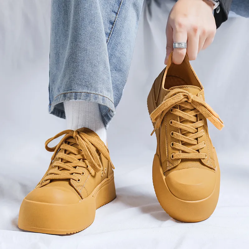 V05 Couple's Skateboard Shoes Preppy Style Trendy Versatile Casual Shoes Platform Height Increasing Low Top Shoes-1
