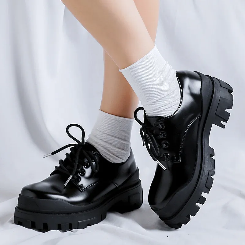 V05 Large Head Derby Shoes Platform Height Increasing Couple Leather Shoes British Advanced Feel Commute Casual Shoes-11