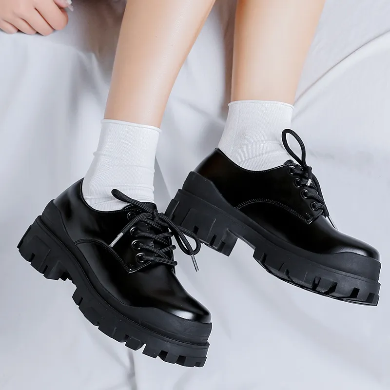V05 Large Head Derby Shoes Platform Height Increasing Couple Leather Shoes British Advanced Feel Commute Casual Shoes-10