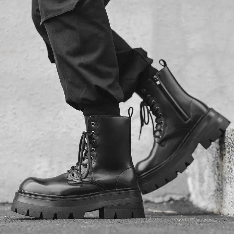 V05 Paris Platform Derby Martin Boots, Unisex Ankle Boots, British Style Big Head Biker Boots, Western High Top Shoes-3