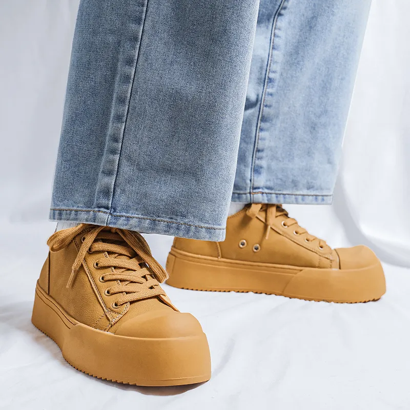 V05 Couple's Skateboard Shoes Preppy Style Trendy Versatile Casual Shoes Platform Height Increasing Low Top Shoes-5
