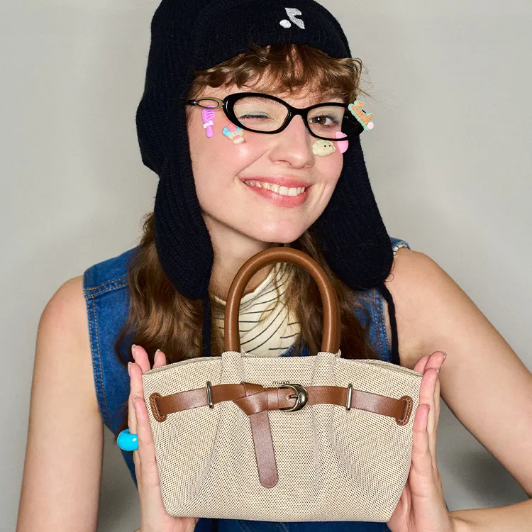 MUVA Canvas Canvas Bag Dumpling Bag Crossbody Handbag Medium Size Women's Canvas Brown-2