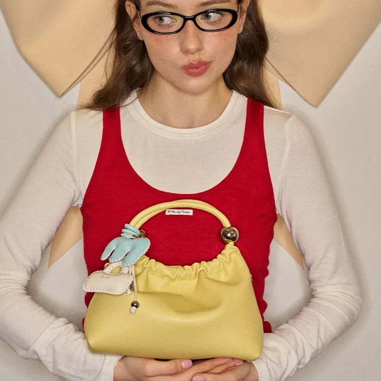 MUVA Cow Leather Cloud Bag, Handbag Trumpets Women's Moon Rock Silver/Cream Yellow/Ice Blue-5