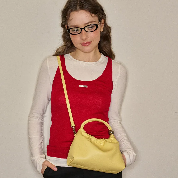 MUVA Cow Leather Cloud Bag, Handbag Trumpets Women's Moon Rock Silver/Cream Yellow/Ice Blue-7