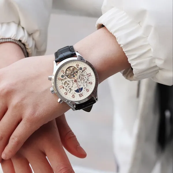 ROLENDO R Automatic Mechanical Movement Stainless Steel Watchband Watch Men's Watches White Dial-14