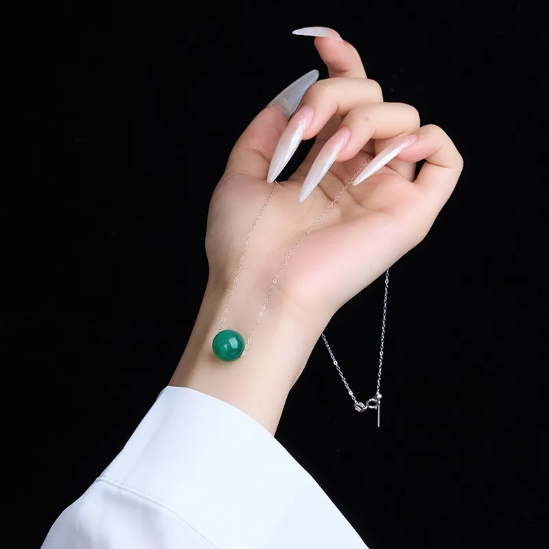 LOVING Natural African Emerald Jade Necklaces Unisex-3
