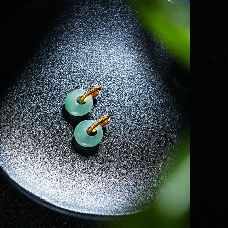 LOVING African Emerald Jade Earrings Women's-4