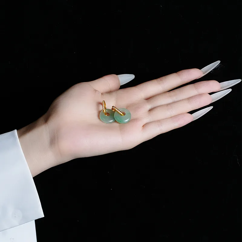 LOVING African Emerald Jade Earrings Women's-3