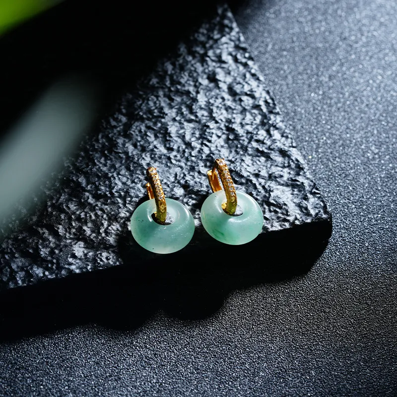 LOVING African Emerald Jade Earrings Women's-1