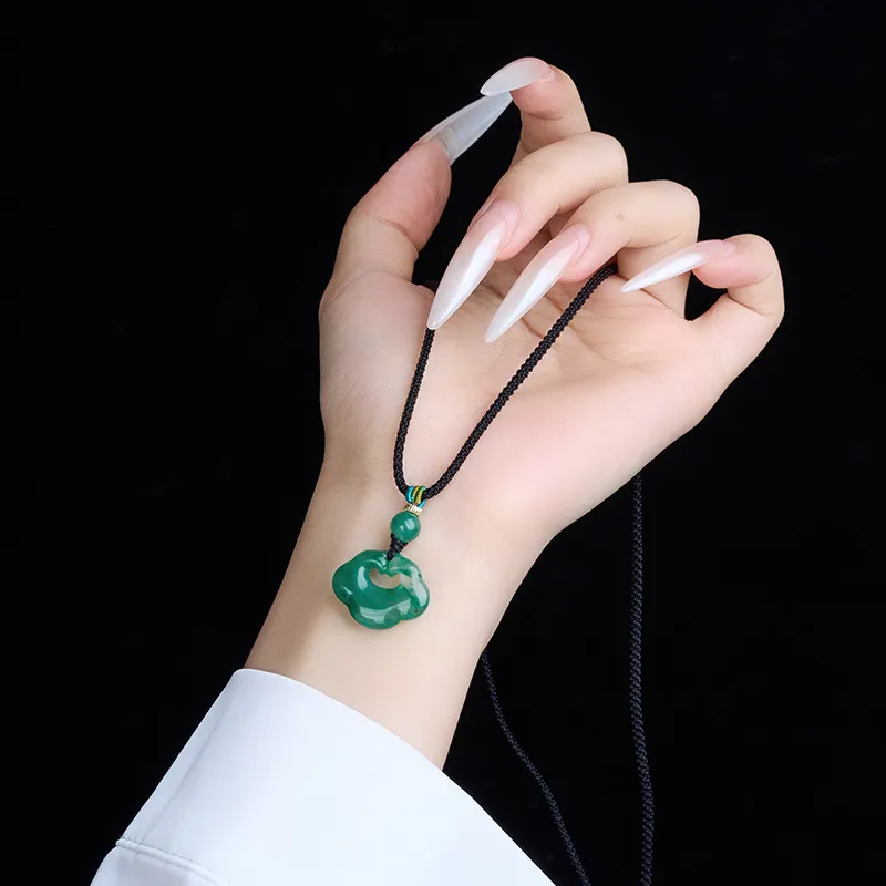 LOVING Natural African Emerald Jade Necklaces Unisex-2