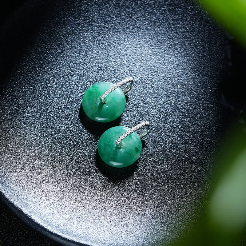 LOVING African Emerald Jade Earrings Women's-4