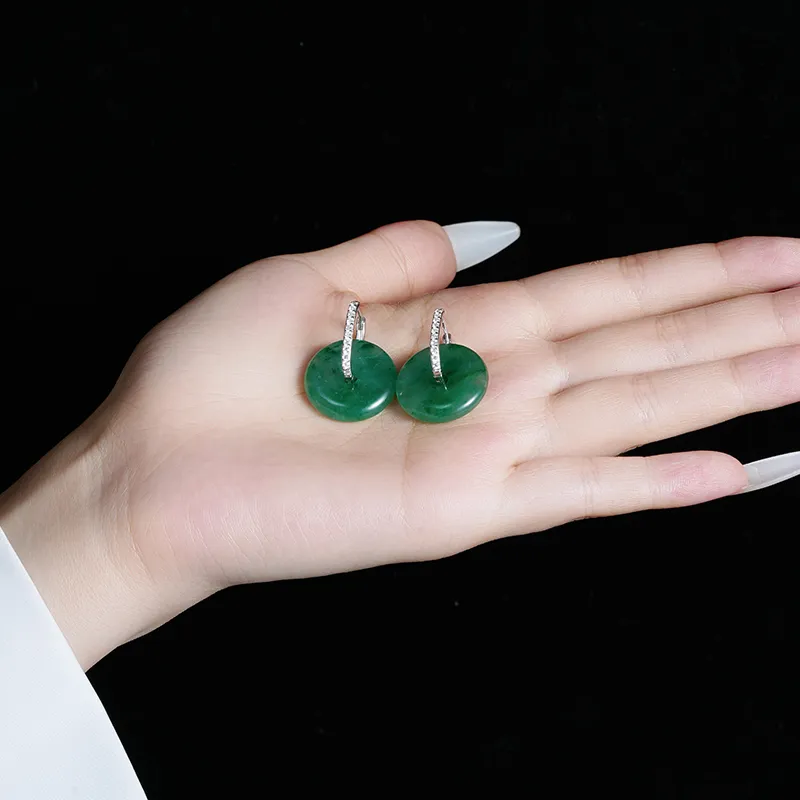 LOVING African Emerald Jade Earrings Women's-1